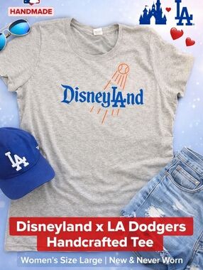 Disneyland x LA Dodgers Tee | Handmade Graphic Shirt | Women’s Large | MLB Disne